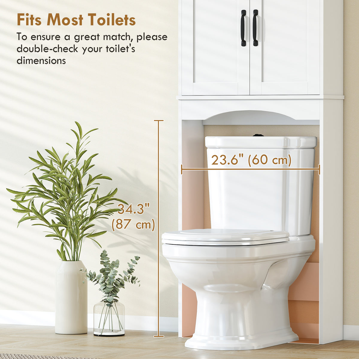 Meuble de rangement autoportant au-dessus des toilettes