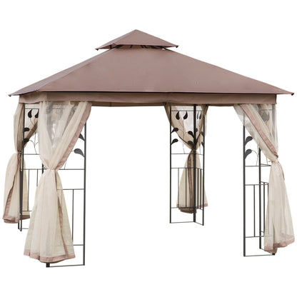 Gazebo de patio toit double 3x3 m acier