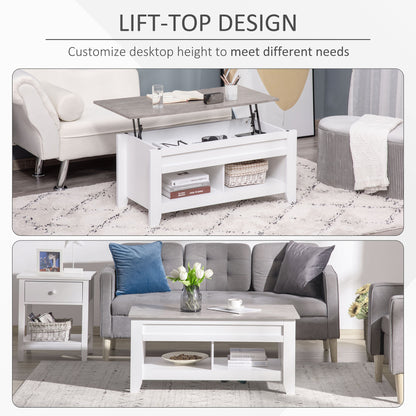 Table à café avec plateau relevable et rangement caché