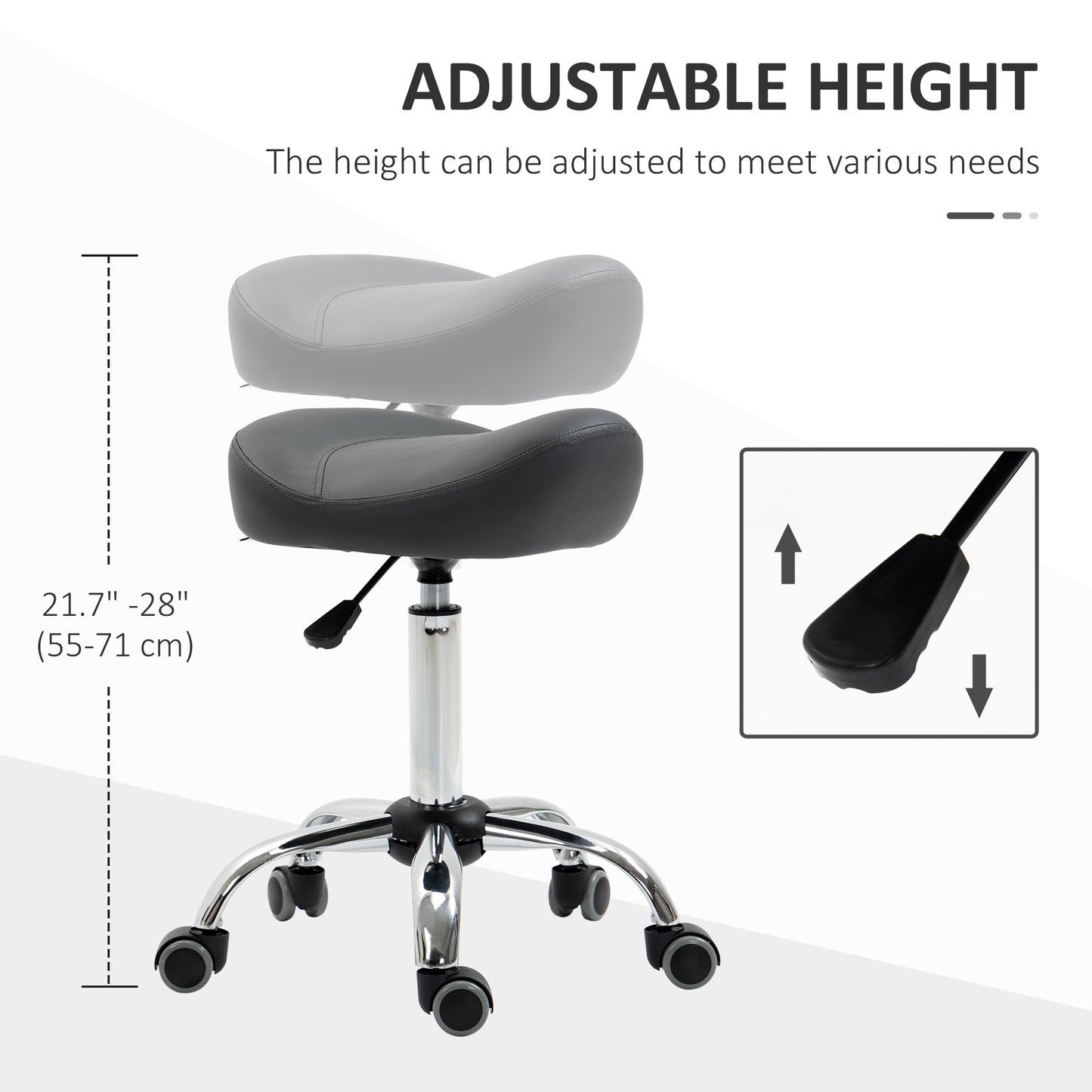Tabouret selle ergonomique ajustable à roulettes