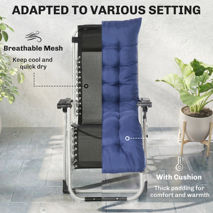 Chaise longue zéro gravité pliante avec coussin amovible
