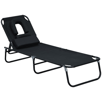 Chaise longue pliable avec trou visage 3 positions