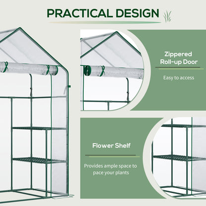 Serre de jardin walk-in 4 tablettes porte à rouleau