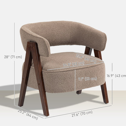 Fauteuil accent sherpa fleece pieds bois nordique