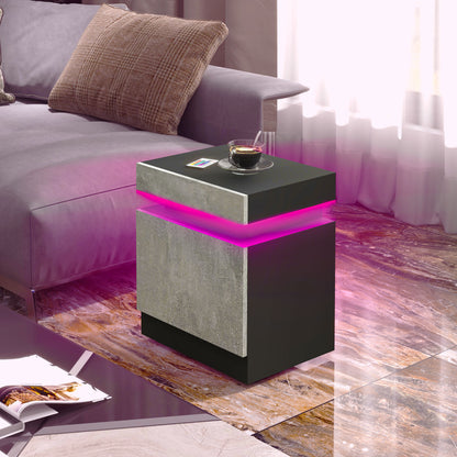 Table de nuit avec éclairage LED et 2 tiroirs