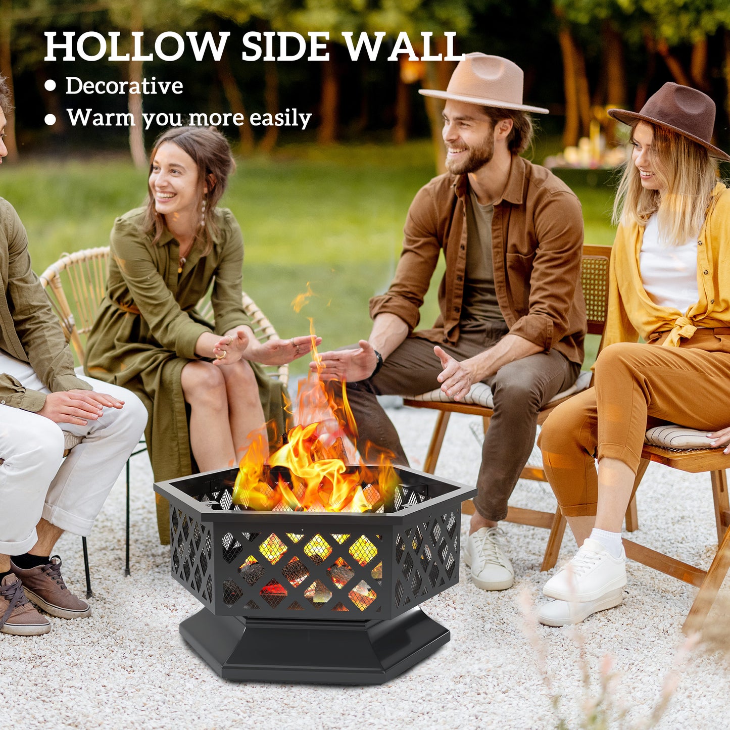 Foyer extérieur 2-en-1 avec grille BBQ et couvercle