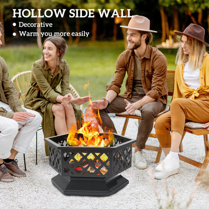 Foyer extérieur 2-en-1 avec grille BBQ et couvercle