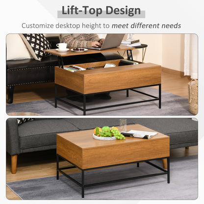 Table basse plateau relevable avec rangement caché