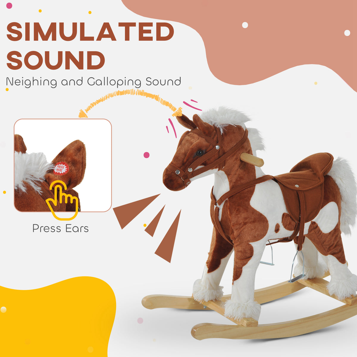Cheval à bascule pour enfants en peluche avec sons