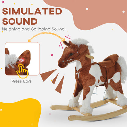 Cheval à bascule pour enfants en peluche avec sons