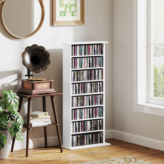 Étagère pour CD et DVD mince à 8 tablettes