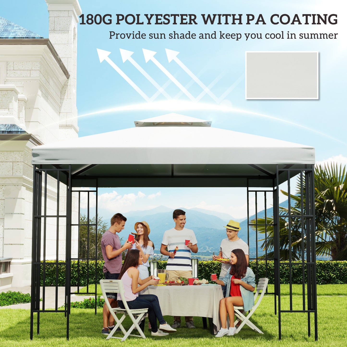 Toile de remplacement gazebo deux niveaux 3 x 3 m