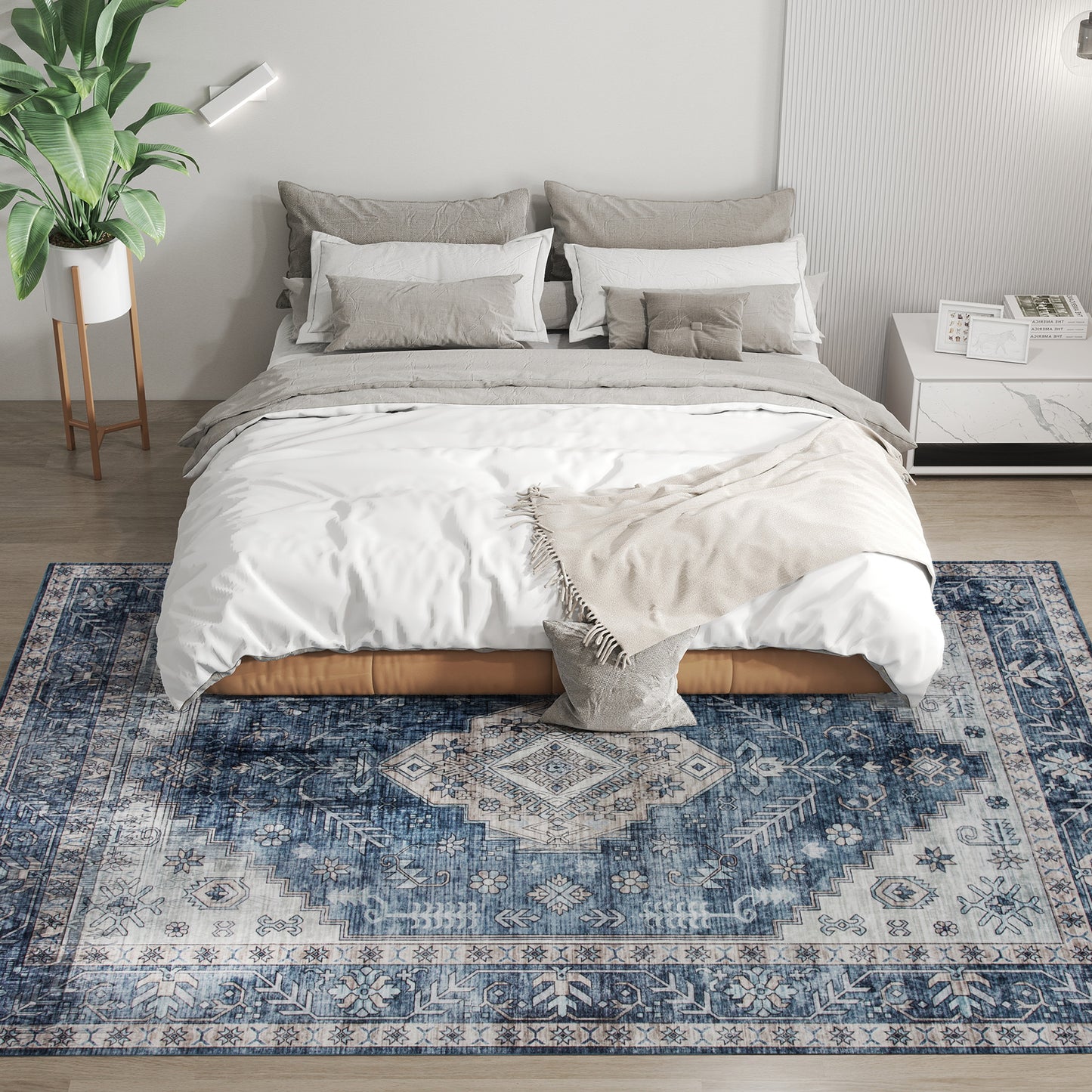 Tapis de zone vintage lavable antidérapant 6x9
