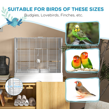 Cage à oiseaux avec perchoirs en bois et plateau amovible