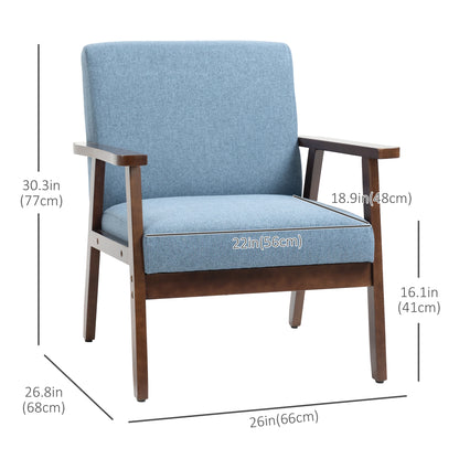 Fauteuil d'accent rembourré avec accoudoirs en bois