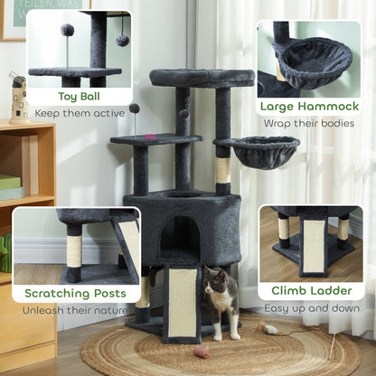 Arbre à chat multi-niveaux avec condo et hamac 119 cm
