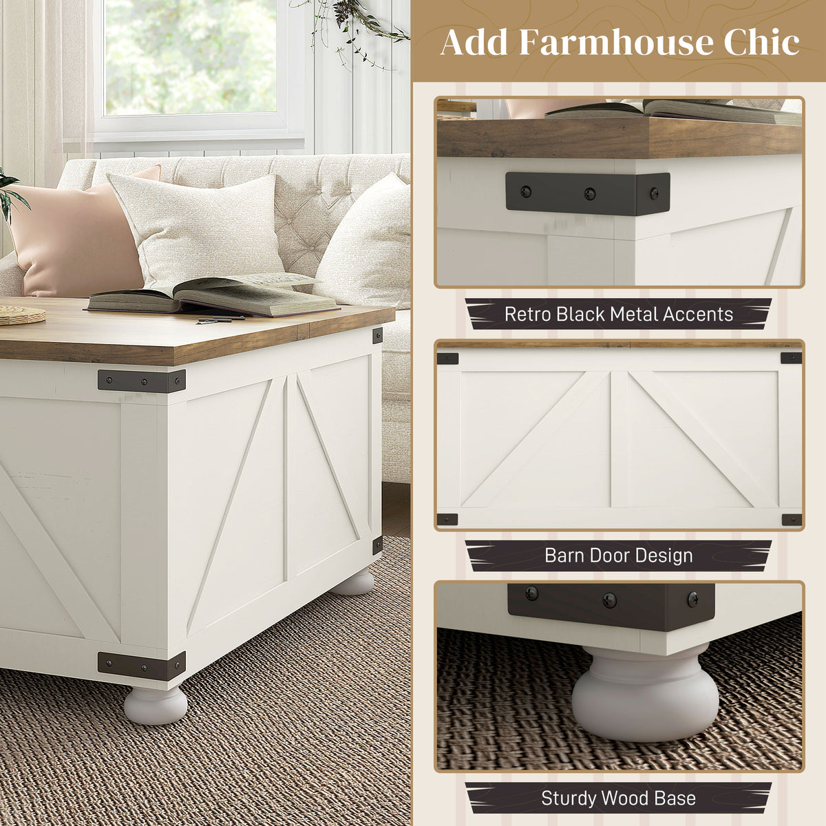 Table basse rustique avec rangement caché