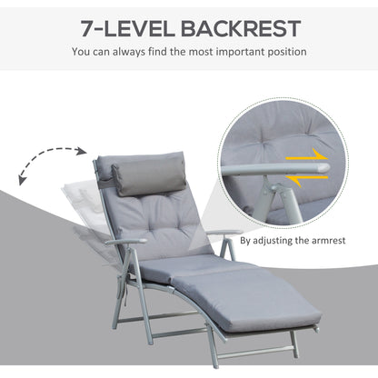 Chaise longue pliante extérieure à 7 positions avec coussin