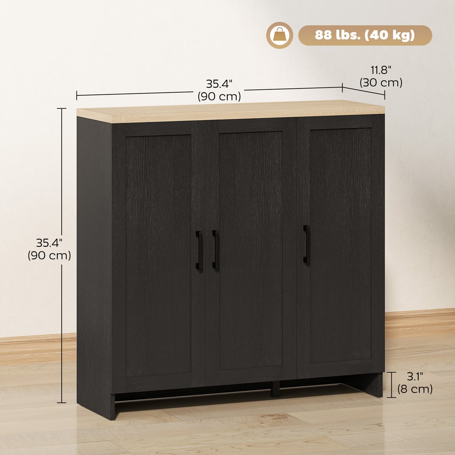 Buffet moderne avec portes shaker et tablettes ajustables
