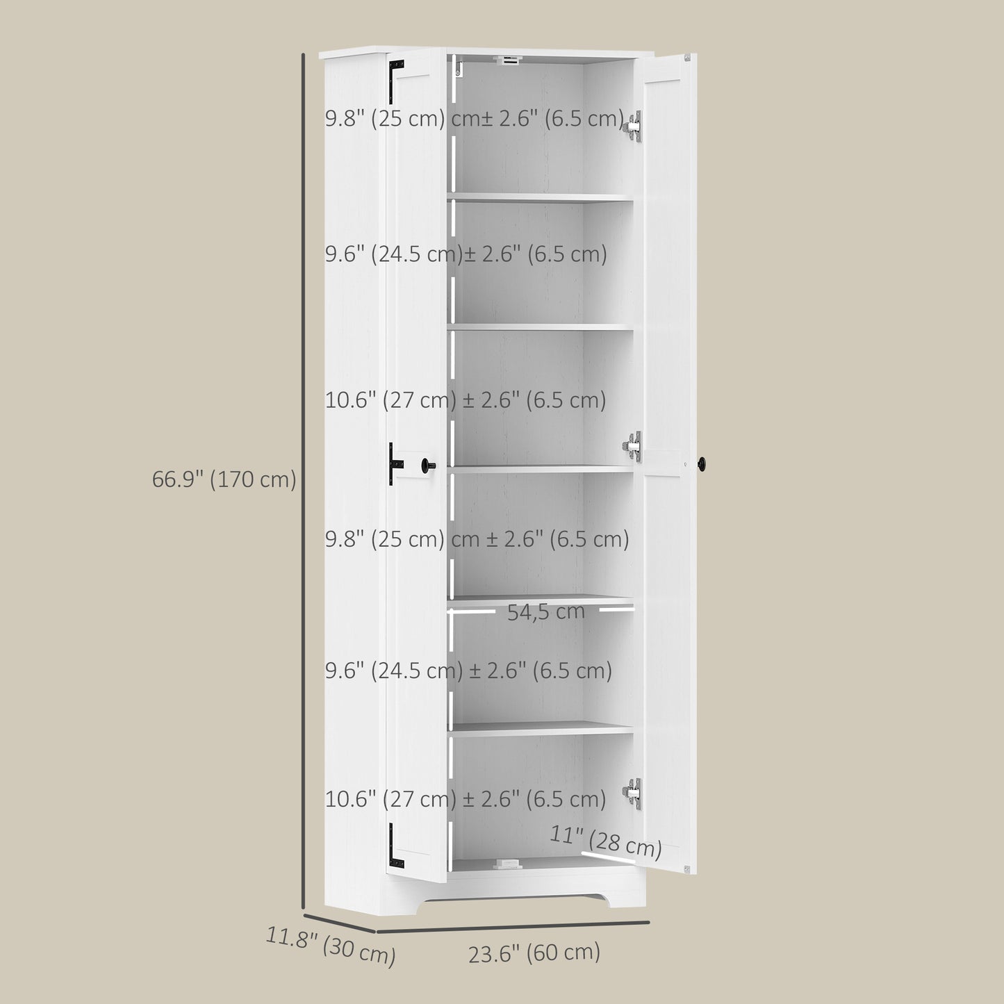 Armoire-garde-manger rustique 6 niveaux 2 portes