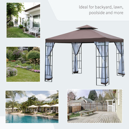 Gazebo de jardin double toit avec moustiquaire 3x3 m