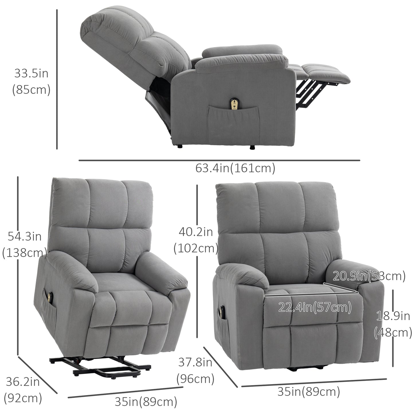 Fauteuil releveur électrique rembourré en microfibre