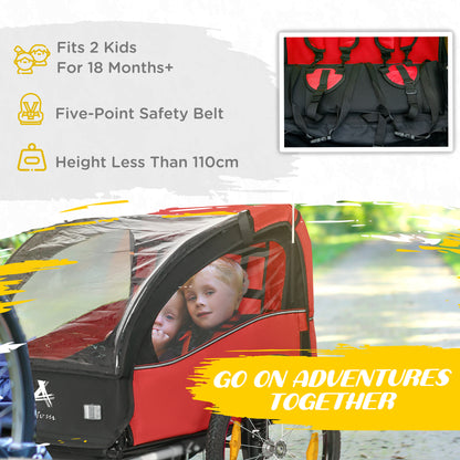 Remorque de vélo pour deux enfants avec roues de 51 cm