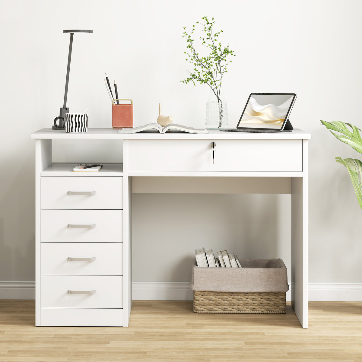 Bureau d'ordinateur de travail avec tiroir verrouillable