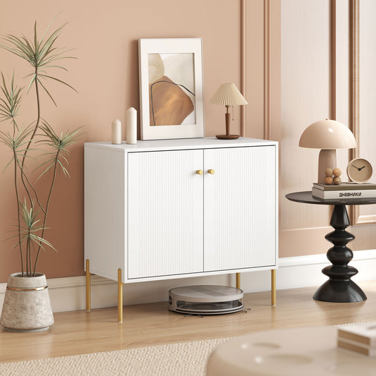 Buffet moderne avec portes cannelées et étagère réglable
