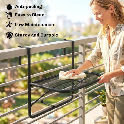 Table de balcon suspendue ajustable pour rambarde
