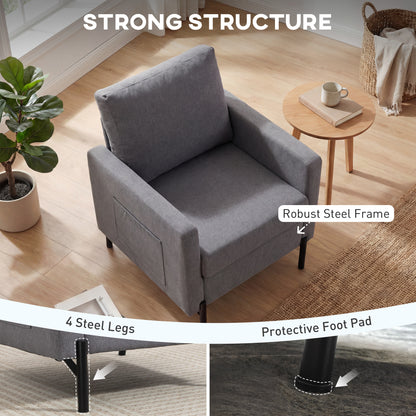 Fauteuil d'appoint rembourré avec poches latérales