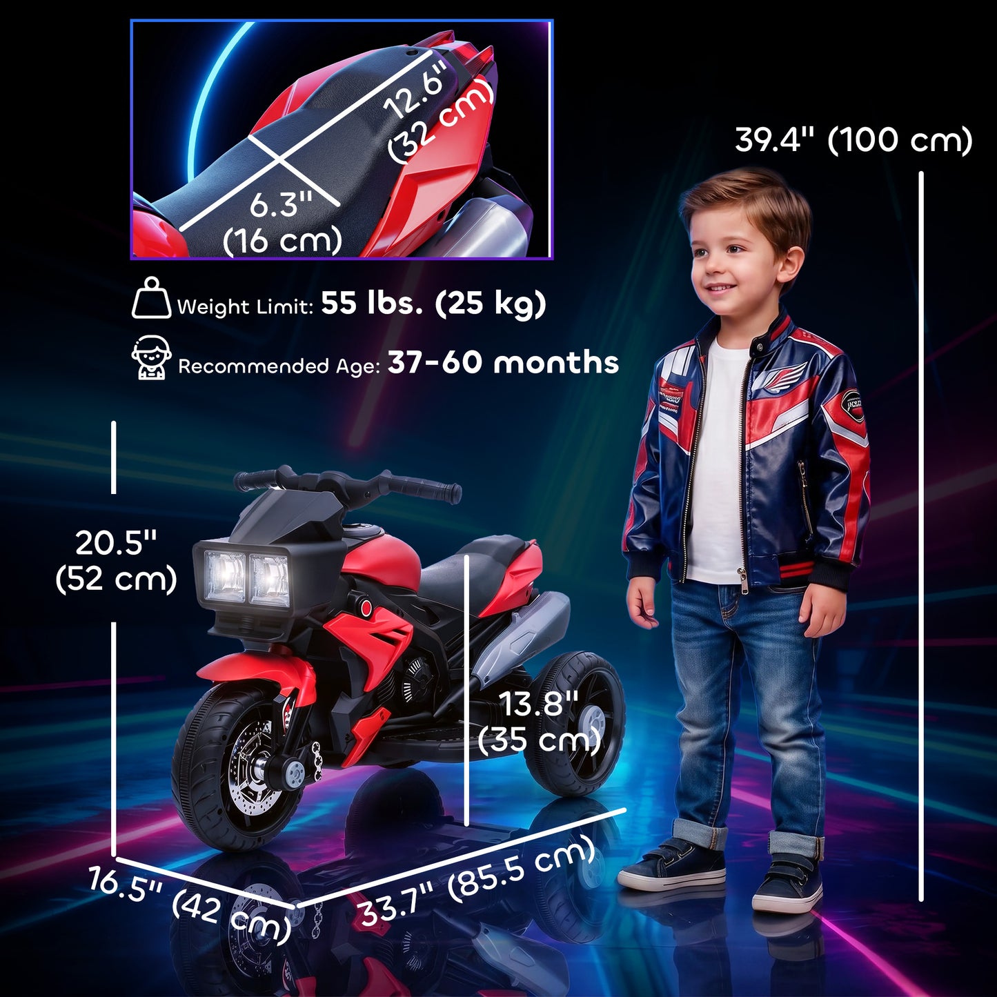 Moto électrique pour enfants 6V avec pédales musique phares