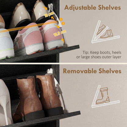 Armoire à chaussures mince 2 tiroirs rabattants