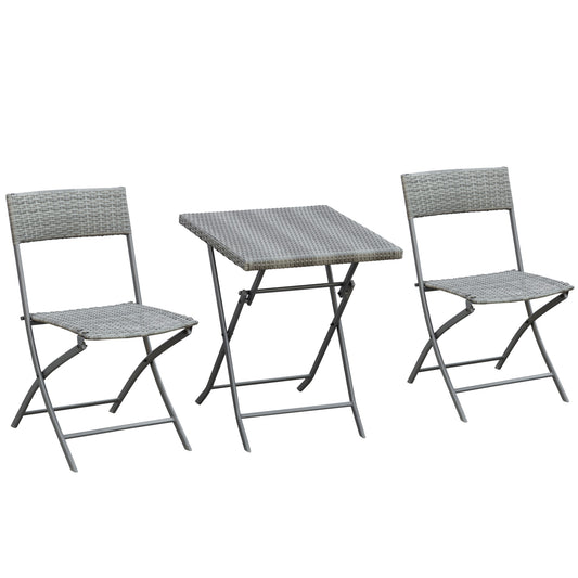 Ensemble Bistro Pliant 3 Pièces en Rotin Aosom - Patio Extérieur