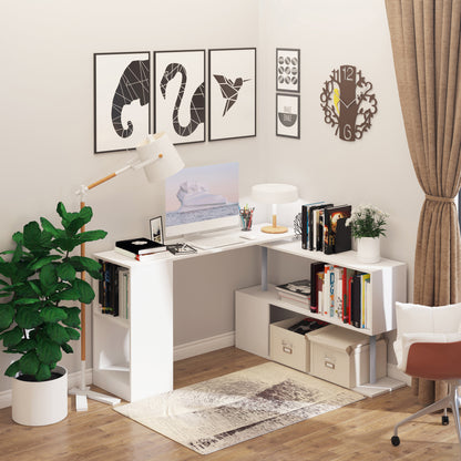 Bureau d'angle rotatif 360° avec étagères 3 niveaux