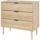 Commode 3 tiroirs à panneaux cannelés et pieds en bois