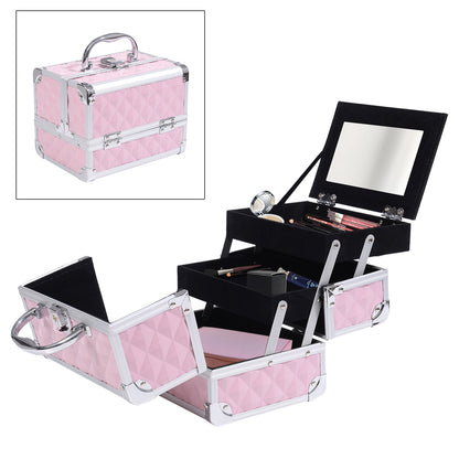 Mallette maquillage 3 étages miroir organisateur
