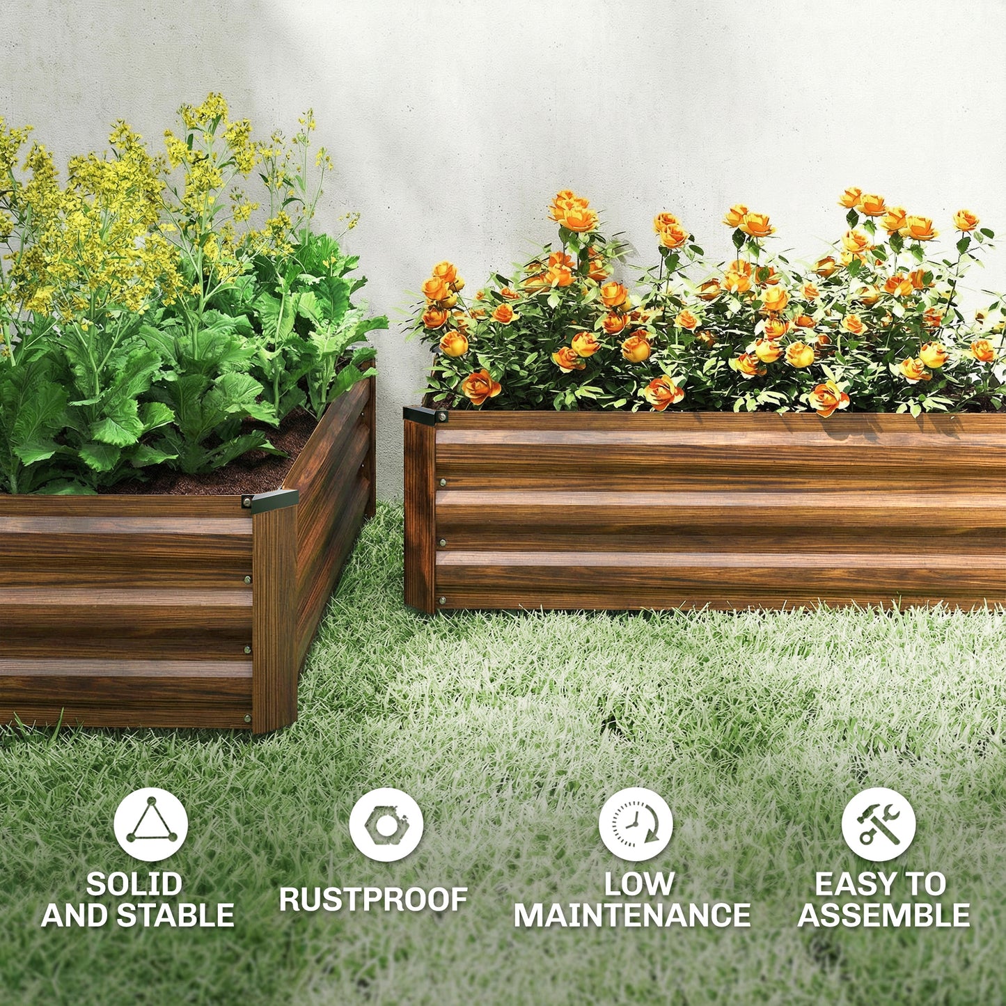 Bacs surélevés galvanisés ensemble de 2 pour jardin