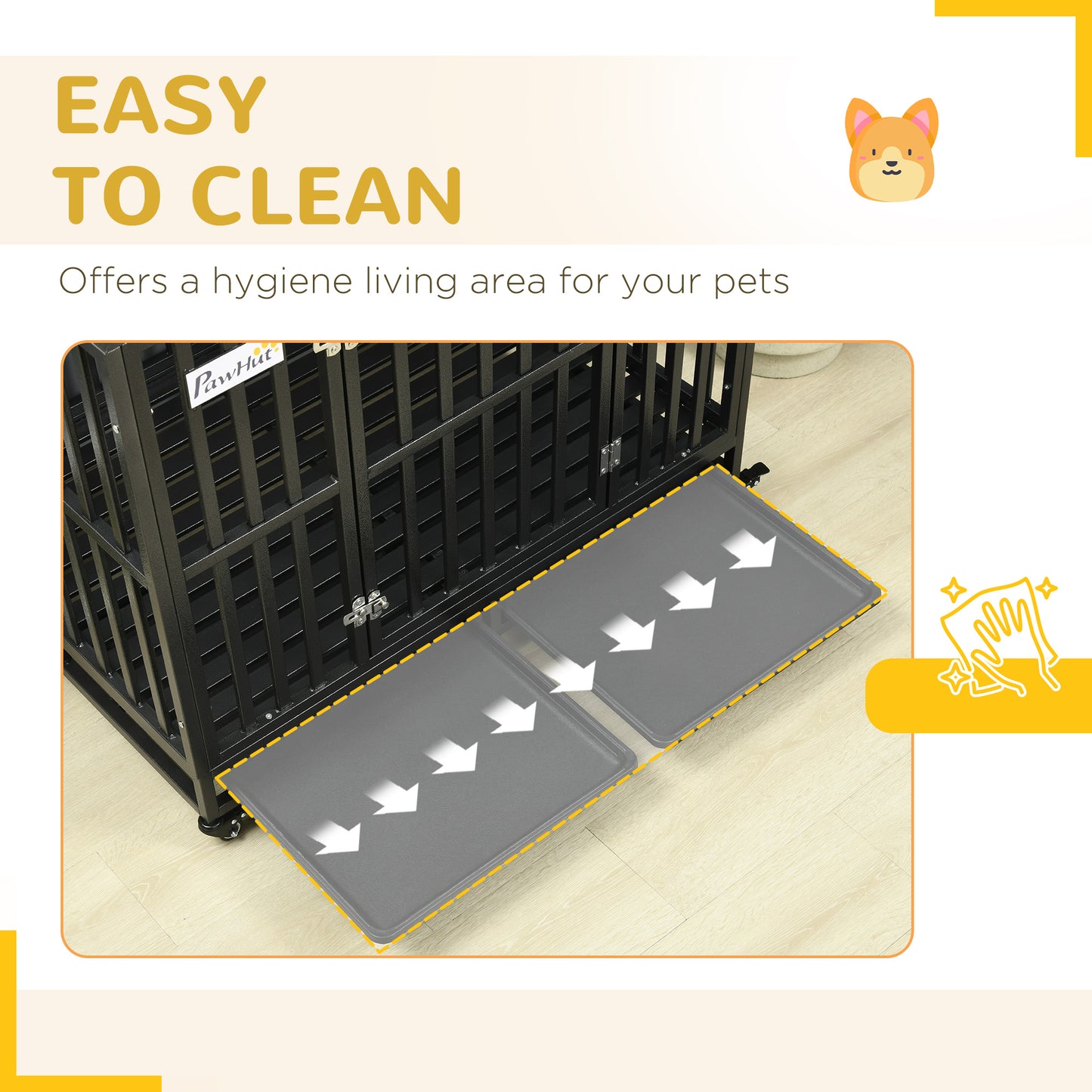 Cage pour chien en acier robuste 104 cm avec roulettes