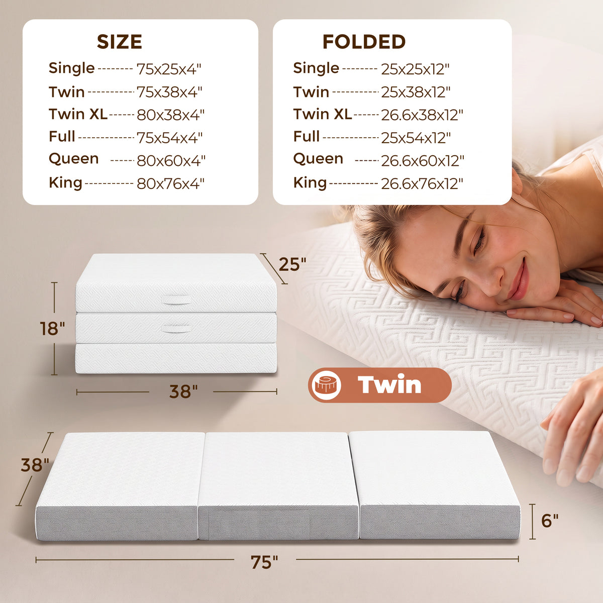 Matelas pliable en mousse mémoire