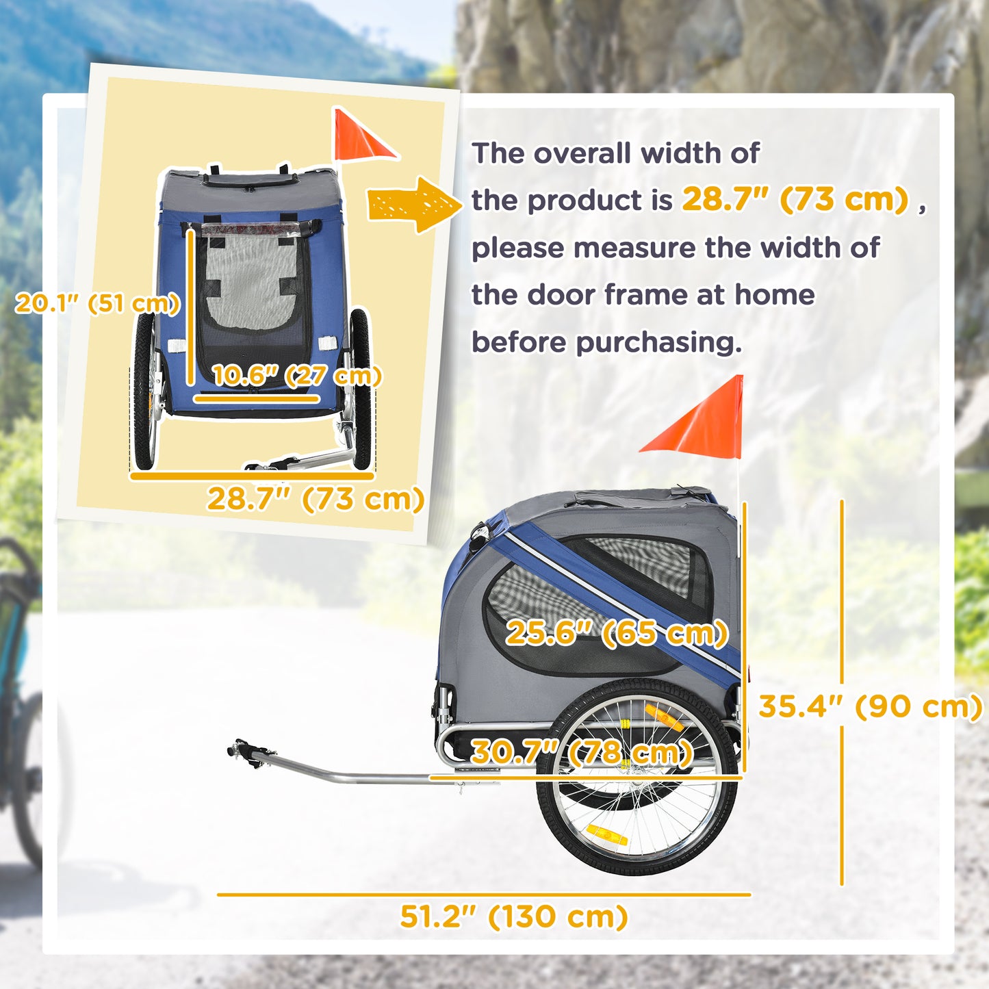 Remorque vélo pour chien avec 3 entrées