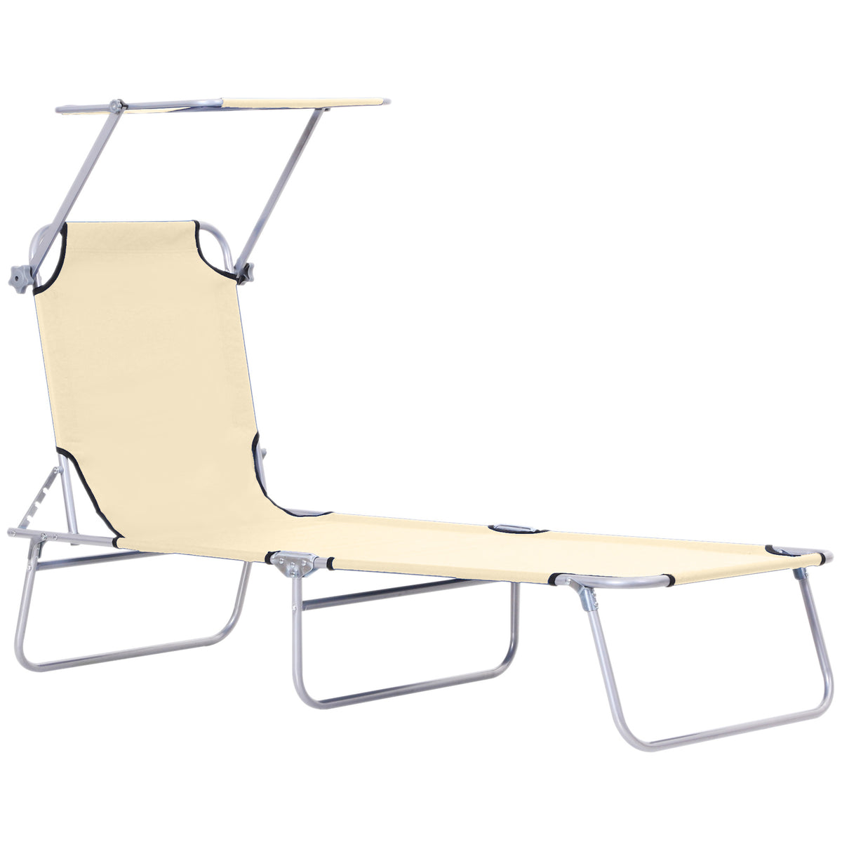 Chaise longue pliante avec auvent réglable
