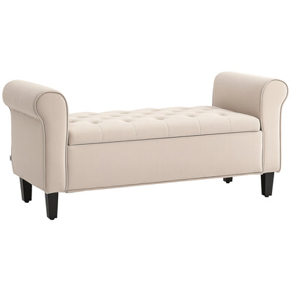 Banc de rangement capitonné avec accoudoirs