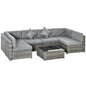 Outsunny 7-Piece Sectional Sofa Set - Brown & Beige Rattan