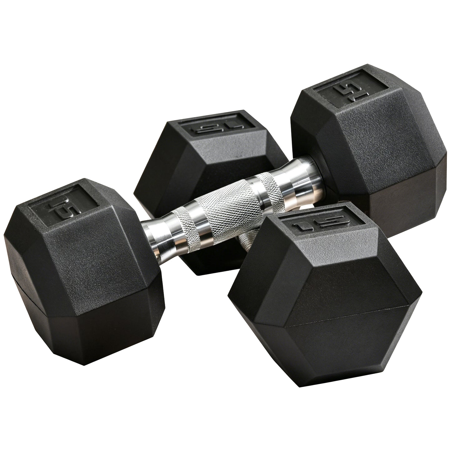 Haltères hexagonaux en caoutchouc 15 lb — paire