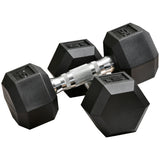 Haltères hexagonaux en caoutchouc 15 lb — paire
