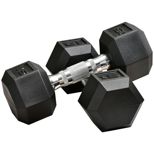 Haltères hexagonaux en caoutchouc 15 lb — paire
