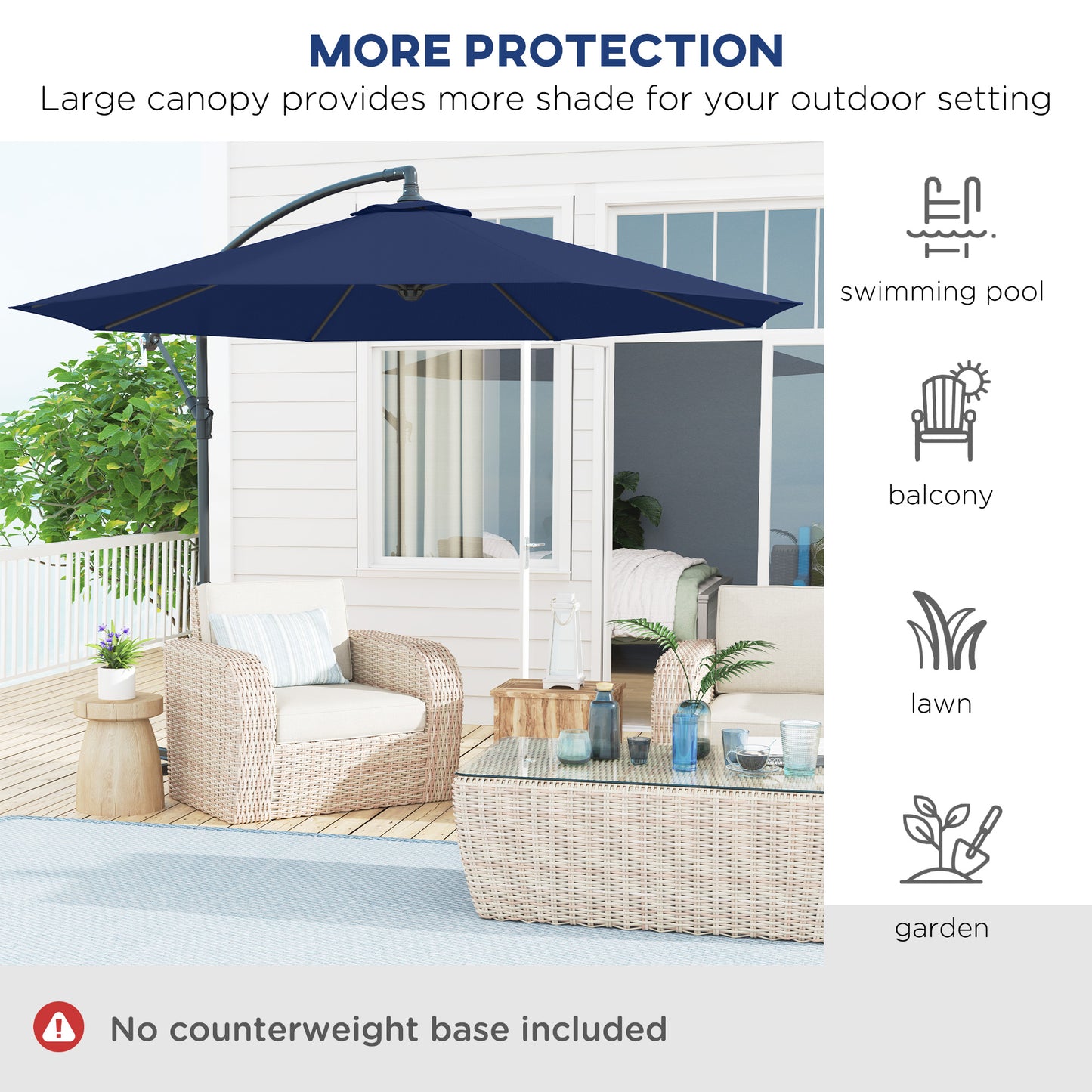 Parasol déporté patio 10 pieds cantilever avec base croisée