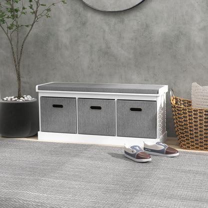 Banc de rangement pour chaussures avec coussin et tiroirs