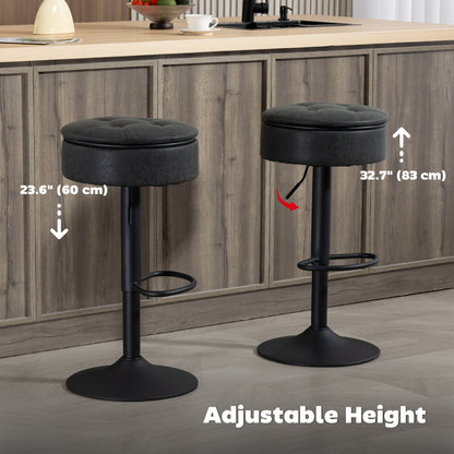 Ensemble 2 tabourets bar rangement pivotant